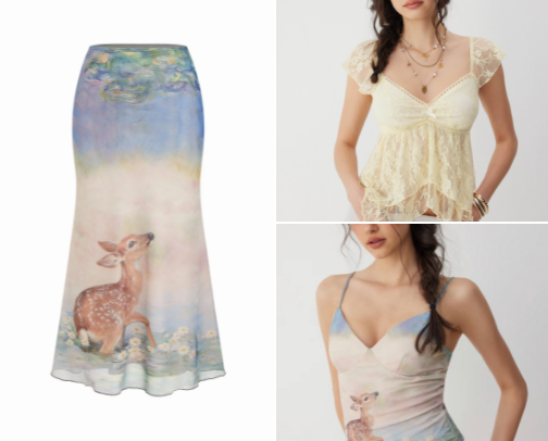 Whimsical Deer Print Skirt Outfits🩰✨🔗 cover photo collage