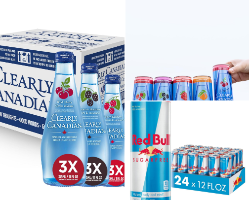 Food I really like. Drinks and energy drinks cover photo collage
