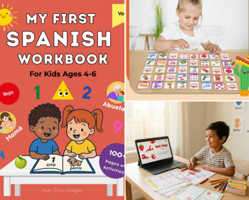 Spanish Activities for kids cover photo collage