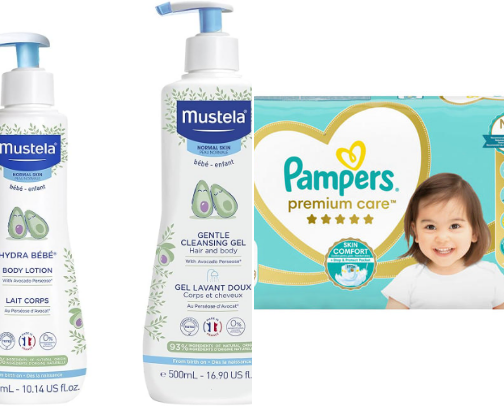 Baby Oil Sets and Diapers cover photo collage