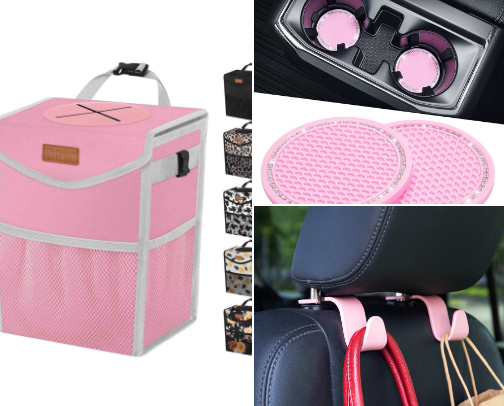 Everything pink car accessories cover photo collage