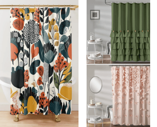 "Splash of Style: Trendy Shower Curtains to Refresh Your Bathroom" cover photo collage