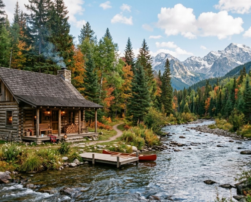 Cozy Log Cabin and Rustic Home Aesthetic cover photo collage