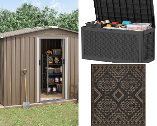Modern BBQ Patio Shed Organization cover photo collage
