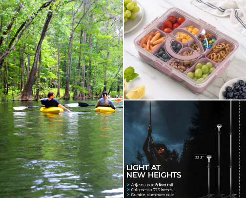 Camping should be fun, not hard!! These are some of our must haves and compact items!! Also, some of our go to campgrounds. cover photo collage