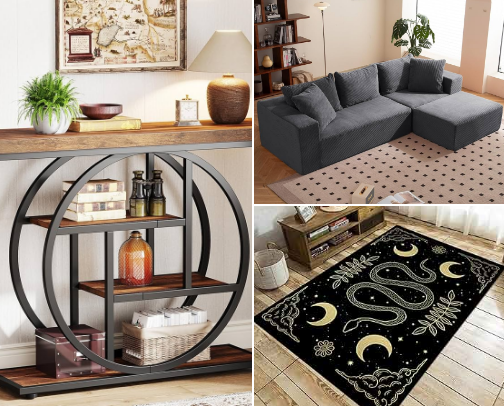 Discover my unique personal style with furniture that blends boho charm, gothic edginess, rustic warmth, and eclectic flair. These are my favorite pieces—carefully curated to reflect what I love most—and you can actually find them available here. Each item captures my interest and personality, making my space truly one-of-a-kind! cover photo collage