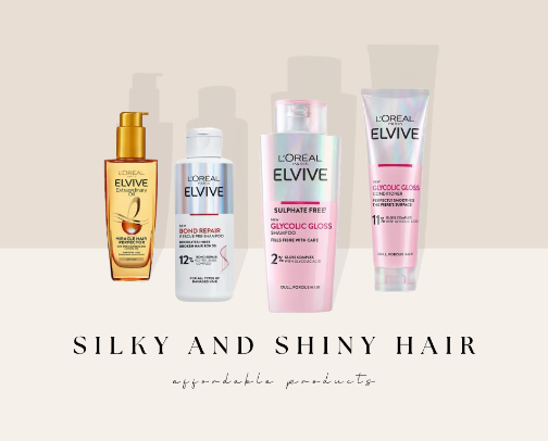 Silky and shiny hair: affordable products cover photo collage