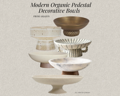 Pedestal Decorative Bowls For a Modern Organic Home cover photo collage