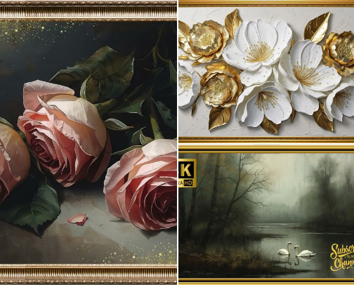 Golden Framed Wall Art Videos For Your Roku/Fire/Android/Any Smart TV cover photo collage