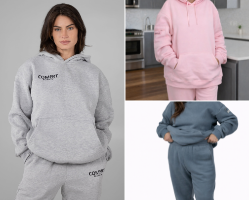 Comfrt brand  clothing cover photo collage