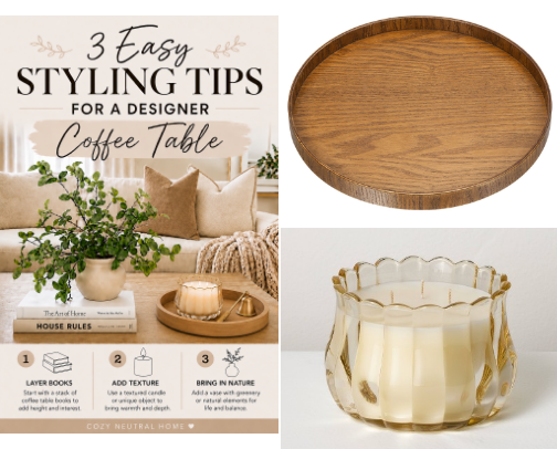 🤍Cozy Neutral Coffee Table Decor that is Simple and Affordable🤍 cover photo collage