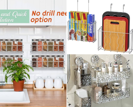 No-Drill Vertical Kitchen Storage for Renters (Landlord Approved!) cover photo collage