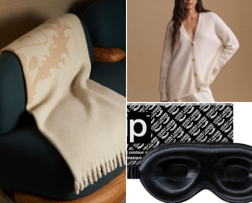 The Private Jet Lounge: 15 Cashmere & Silk Travel Staples cover photo collage