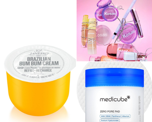 Beauty products: Tan mixed (oily and dry) skin, curly thick hair cover photo collage