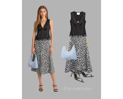 OOTD #932 WOMEN'S FASHION LEOPARD SKIRT IN BLUE BY ALTUZARRA cover photo collage