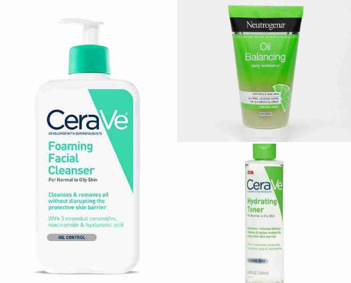 Skincare products for oily skin cover photo collage