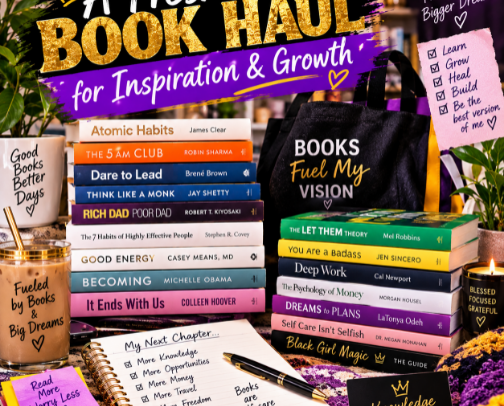 A Fresh Book Haul for Inspiration & Growth cover photo collage