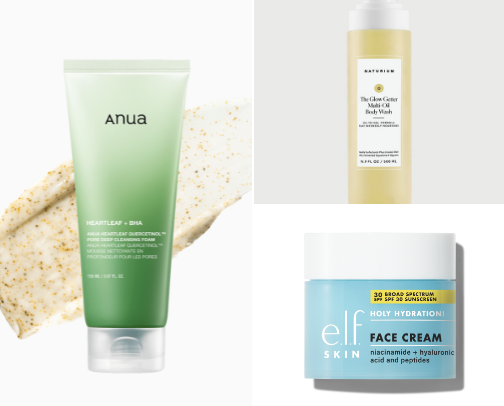 Skin and body care for acne prone/oily skin cover photo collage
