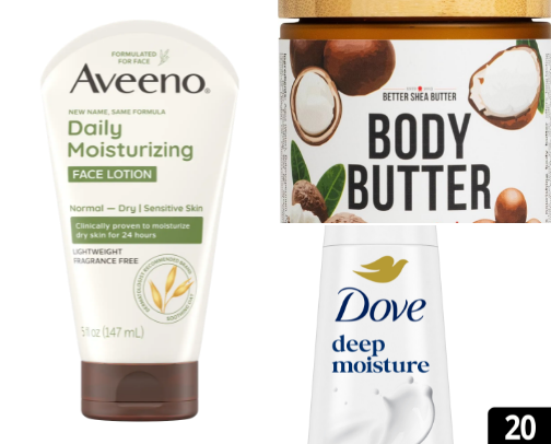 great affordable body care products for dry skin cover photo collage