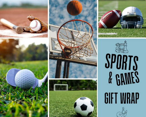 Sports & Games Wrapping Paper & Gift Wrap cover photo collage