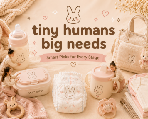 “Tiny humans, big needs — these are the must‑haves parents actually use.” cover photo collage