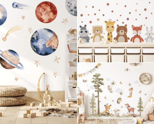 Creative and fun kids wall decals cover photo collage