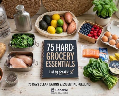 💪🏽 75 Hard Grocery Essentials 💪🏽 cover photo collage