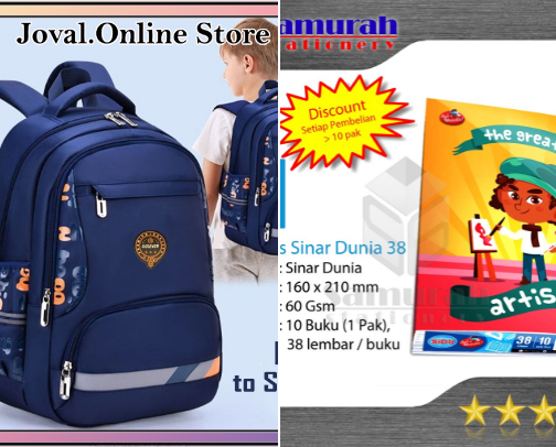 Perlengkapan Sekolah Anak Terlengkap - Tas, Kotak Bekal & Alat Tulis Terlaris cover photo collage