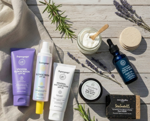 The 2026 Glow Guide: High-Tech SPF & Organic Skincare 💅 cover photo collage