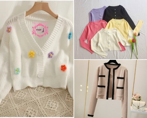 Cardigan women cover photo collage