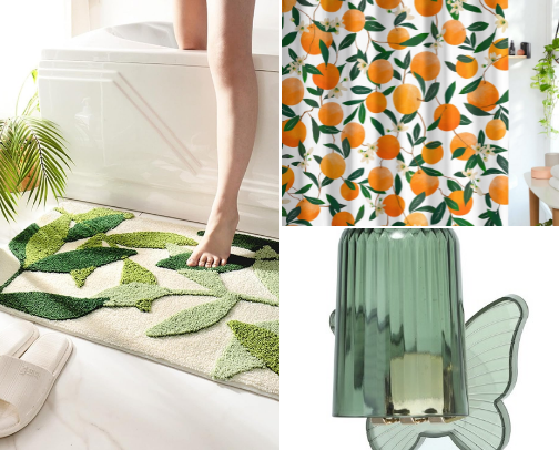 Boho bathroom items cover photo collage