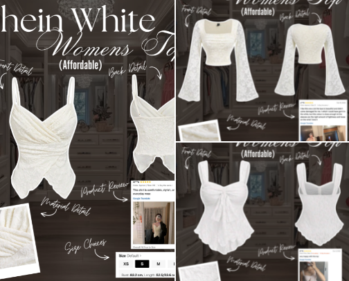 White Women's Tops cover photo collage