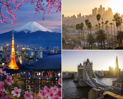 Top travel destinations cover photo collage