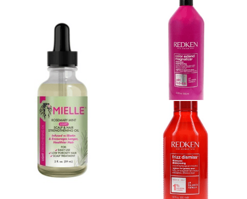 Hair care products cover photo collage