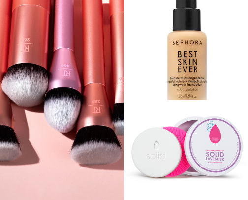 Makeup tools cover photo collage