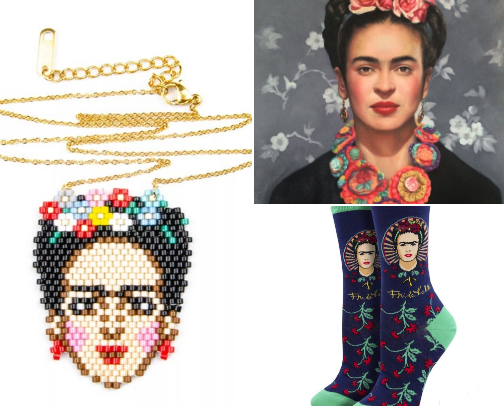 Artist Frida  Kahlo merchandise, wearables and decor for fans of all things Frida themed. cover photo collage