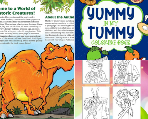 coloring book, for kids cover photo collage