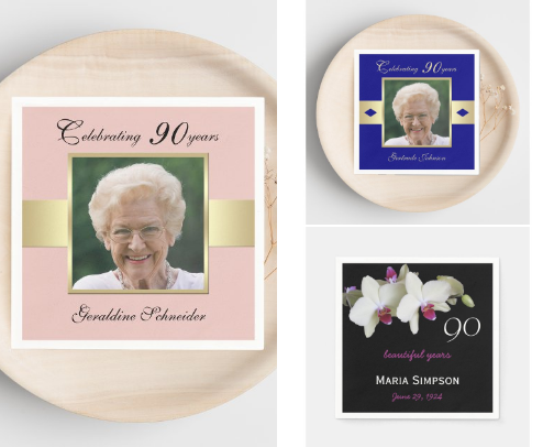 Beautiful 90th Birthday Napkins Personalized Just for You cover photo collage