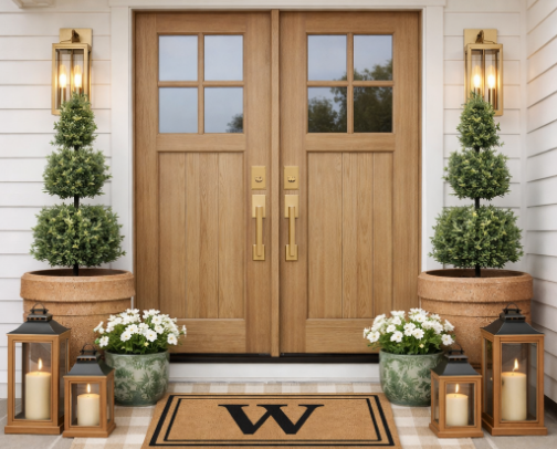 Modern Farmhouse Spring Porch Refresh | Neutral Entry Styling cover photo collage