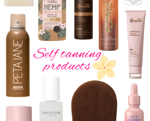self tanning products cover photo collage