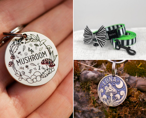 These pet accessories are so cool! Darker aesthetic for sure 🖤✨ cover photo collage