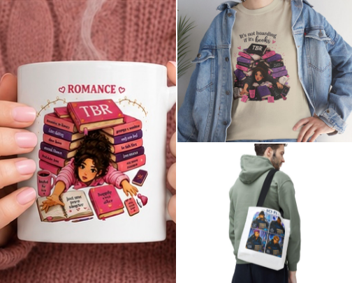 Reading related apparel and accessories cover photo collage