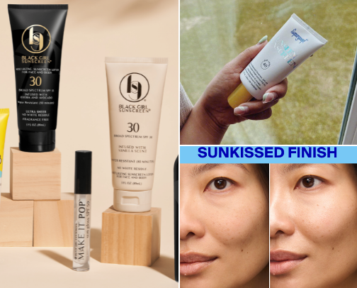 Sun, Glow & Go; The Best Sunscreens and Tanning Oils for Summer cover photo collage