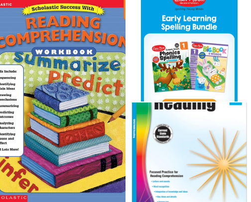 Read Free - Scholastic Success with Reading Comprehension Grade 1 Workbook for Early Readers cover photo collage
