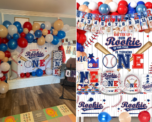Baseball Themed First Birthday cover photo collage