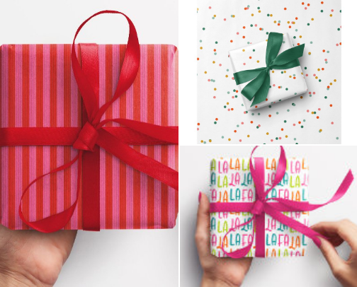 Cute and colorful holiday wrapping paper cover photo collage