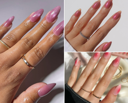 Soft Girl Staples: Pink & Nude Almond Press-On Nails for Everyday Glam cover photo collage
