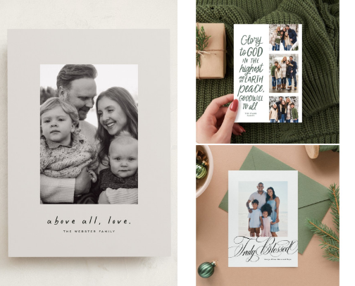 God bless us, everyone - religious holiday photo card designs cover photo collage