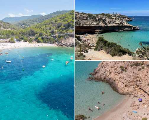 Beaches to visit when on Ibiza cover photo collage