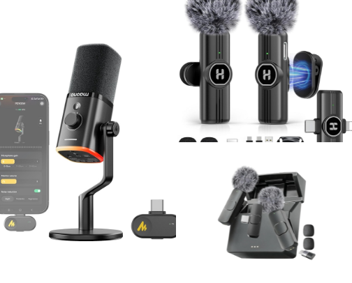 Wireless Lavalier Microphone for iPhone & Android – Mini Clip-On Mic for Content Creator cover photo collage